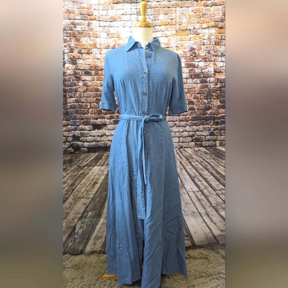 Red + Olive Denim Dress (555-519)